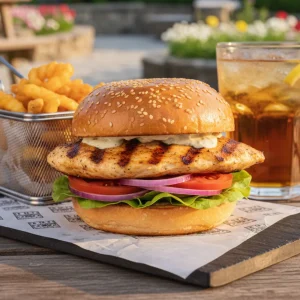 BBQ burger with barbecue sauce