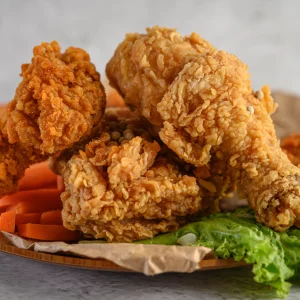 Crispy broasted chicken pieces