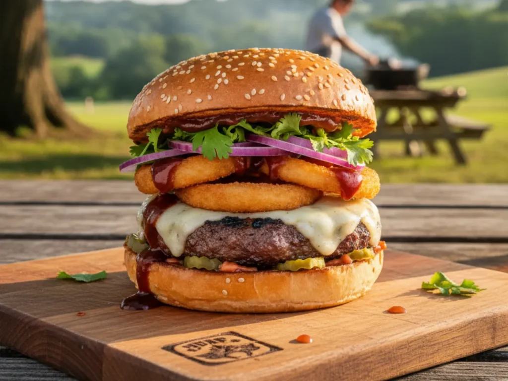 Chicken nuggets burger with crispy nuggets