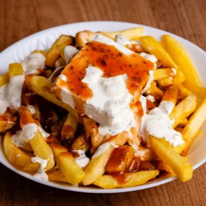 French fries topped with chilli and cheese