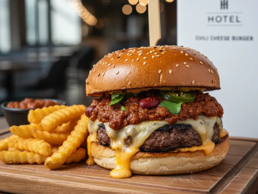 Chilli cheese burger with spicy cheese sauce