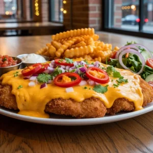 Chilli cheese schnitzel with spicy cheese