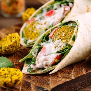 Falafel wrap with vegetables