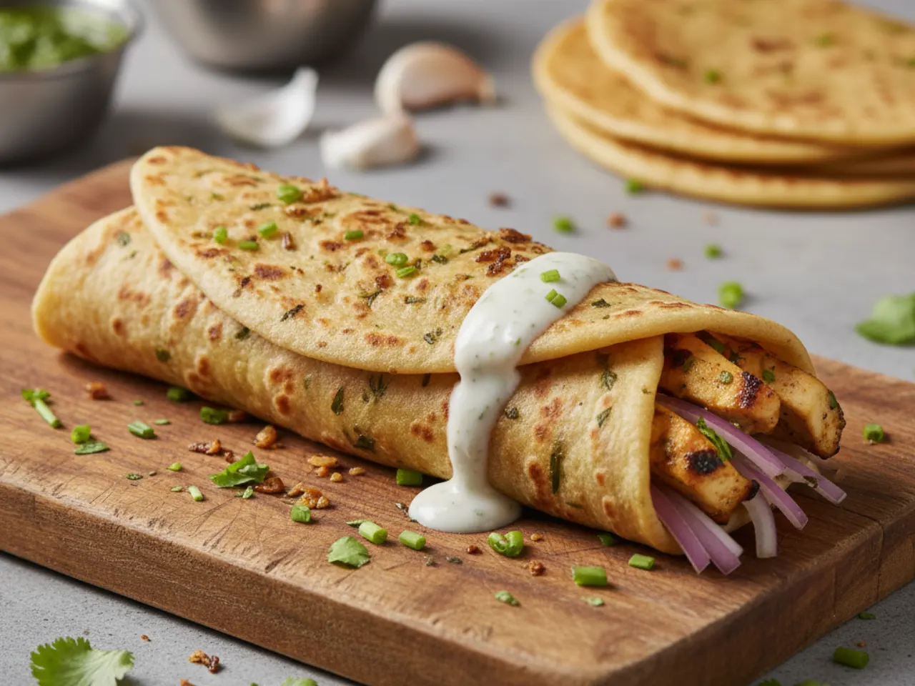 Garlic paratha roll