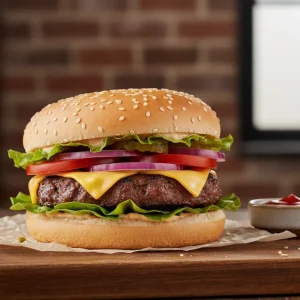 Classic hamburger with beef patty