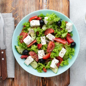 Italian-style salad with olives and mozzarella