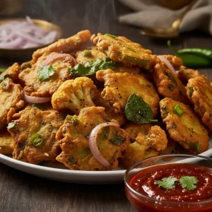 Traditional pakora made from spiced gram flour batter