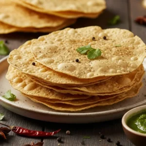 Crispy papadams served as a starter