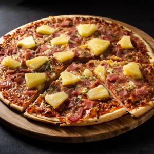 Hawaiian pizza with ham and pineapple