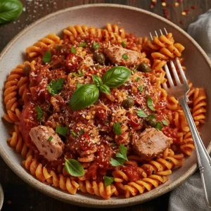 Tuna pasta with tomato sauce