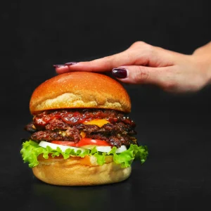 Extra-large chicken cheeseburger